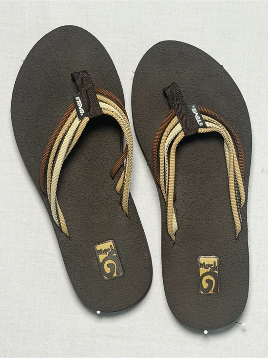 Teva Shoes - Teva Brown Flip Flop Sandals with Tan and Cream Straps (E0019)